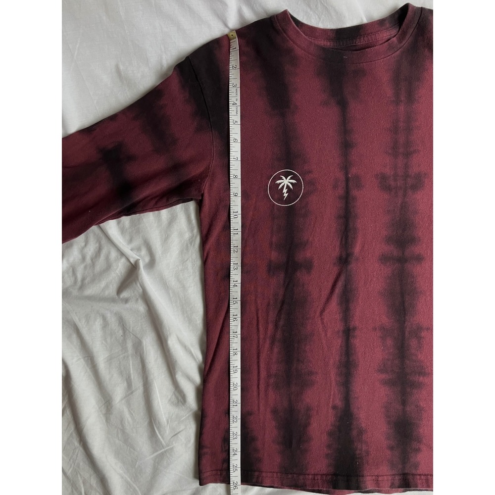 Vans Long Sleeve T Shirt Mens Small Maroon Tie Dye Palm Tree Graphic Logo - Picture 5 of 7